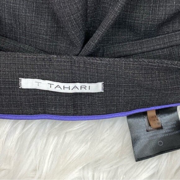 T‎ Tahari Women’s Grey Plaid Semi Flare Bottom Career Wool Trousers 2/W29/L33 - Picture 8 of 14